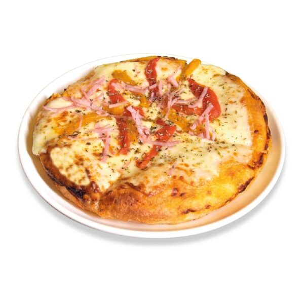 Pizza con Mozarella, Jamón y Morrones